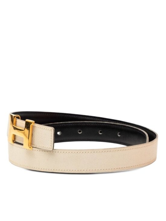 Hermes Constance Buckle Reversible Logo Belt 70 Black White Leather main image 5